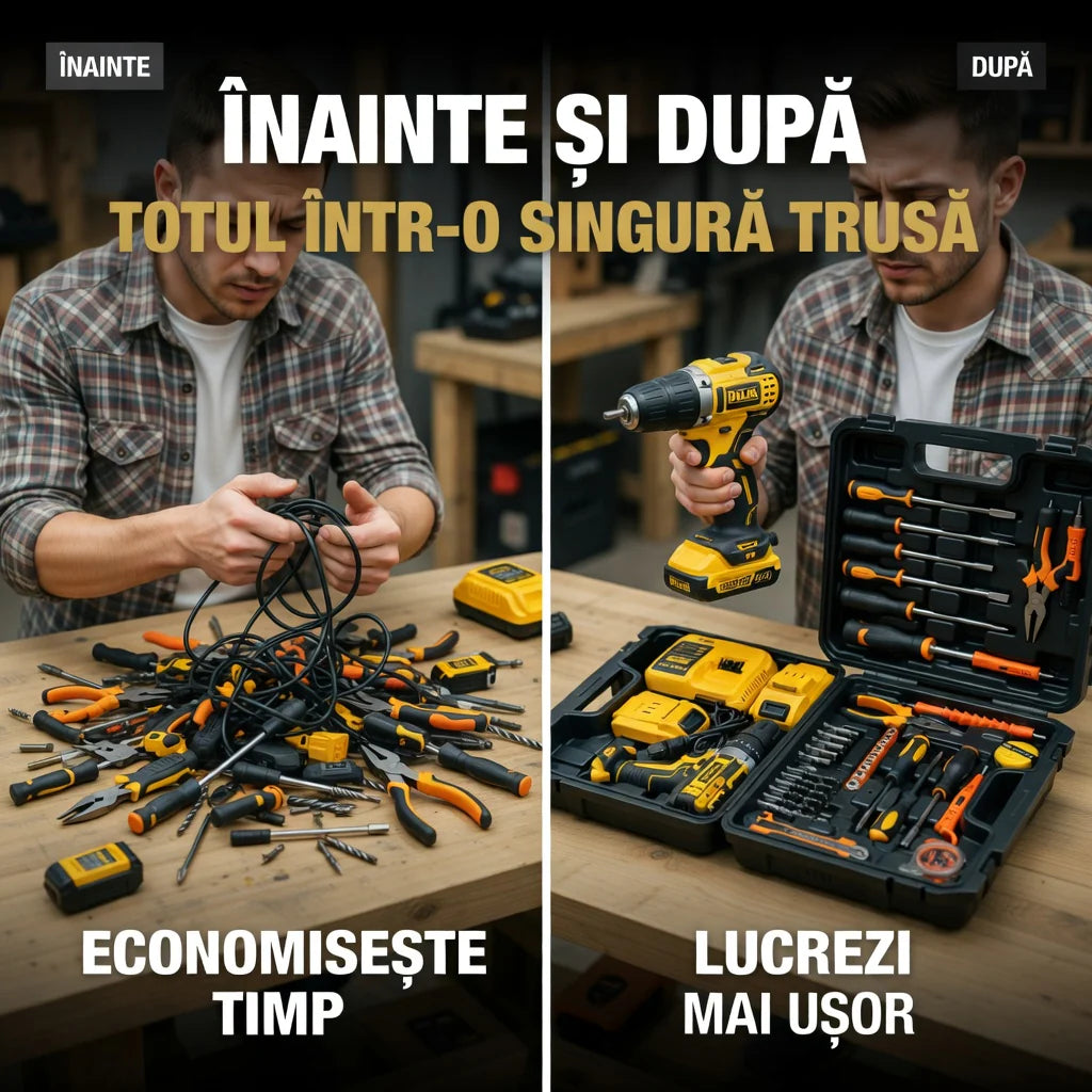 Masina de Gaurit si Insurubat 24V, Set Complet, 2 Acumulatori, Incarcator si Valiza
