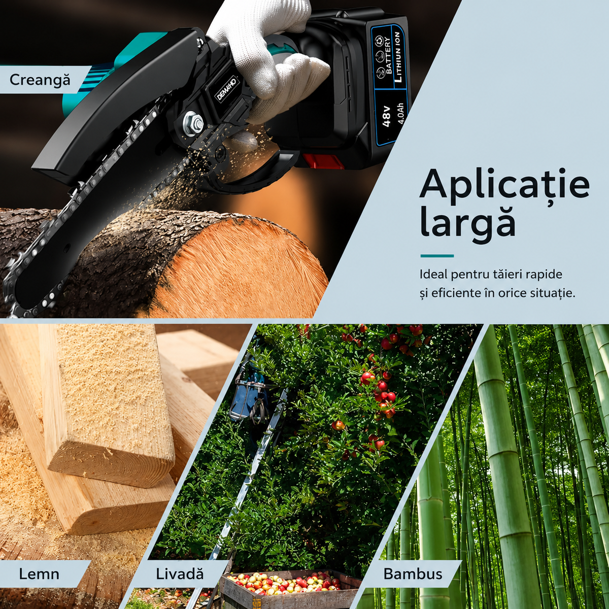 Mini Fierastrau Electric cu Lant 6 inch si 2 Acumulatori