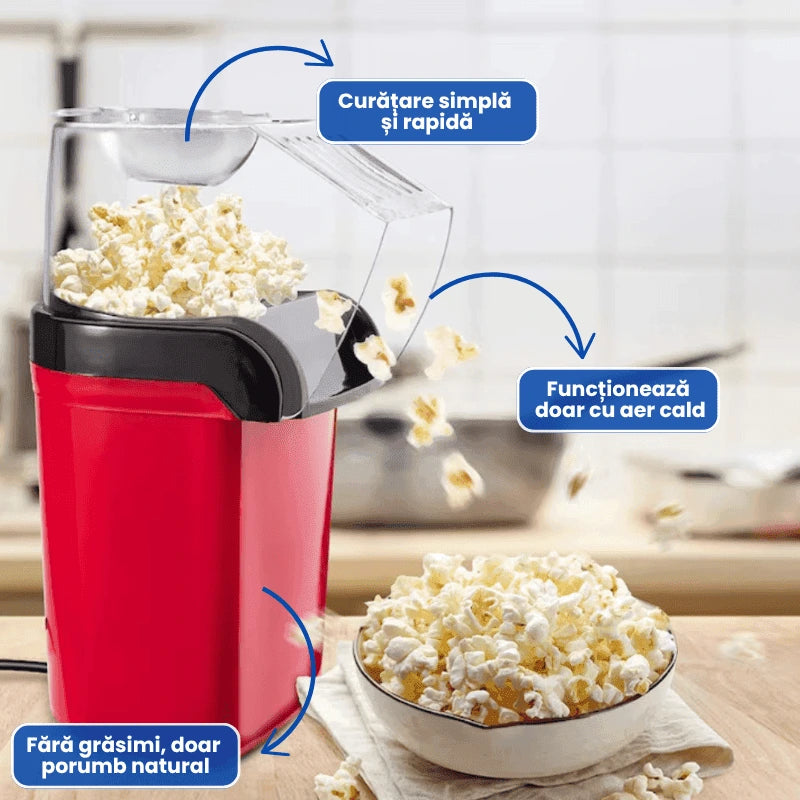 Aparat de Făcut Popcorn cu Aer Cald, Fără Ulei și Putere de 1200W