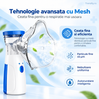 Aparat aerosoli, nebulizator cu Tehnologie Mesh Ultrasonic, 3 Trepte, Debit 0, 15-0, 35 ml/min, Capacitate 8 ml, USB + Baterii AA, Zgomot ≤20dB, Masti Copii si Adulti