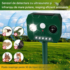 Aparat Solar Împotriva Dăunătorilor cu Ultrasunete și Senzor de Mișcare, pentru Grădină și Curte, Rezistent la Apă