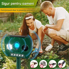 Aparat Solar Împotriva Dăunătorilor cu Ultrasunete și Senzor de Mișcare, pentru Grădină și Curte, Rezistent la Apă