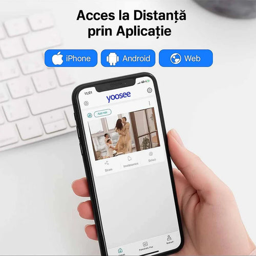 Camera de Supraveghere Exterior WiFi Jortan PTZ, Rezolutie Full HD, Include Card 32GB, Rotire 360 Grade si Vedere Nocturna Color