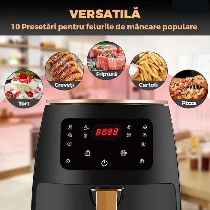 Friteuza cu aer cald, 2400W, 7 programe, 80-200°C, Timer 60 min