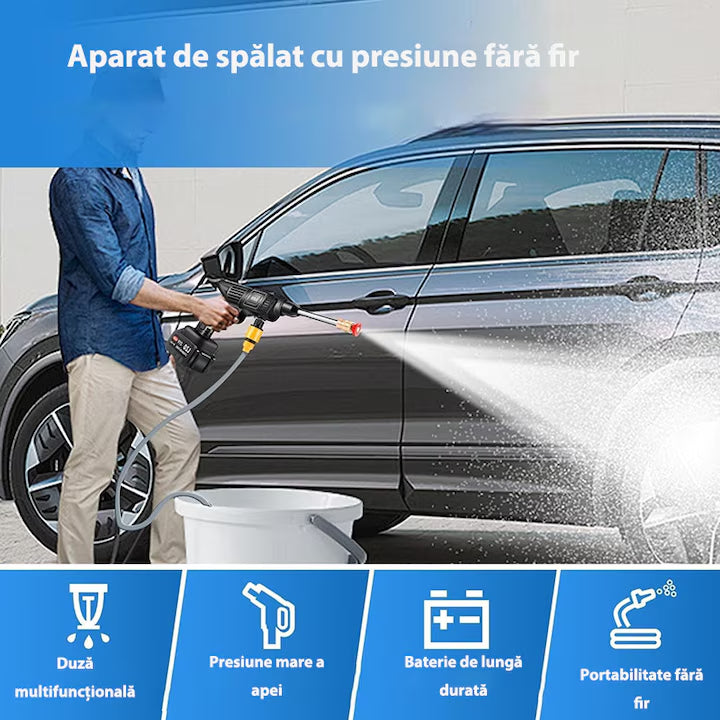 Pistol de Spalat cu Presiune pe Acumulator, 2 Baterii, Valiza Transport