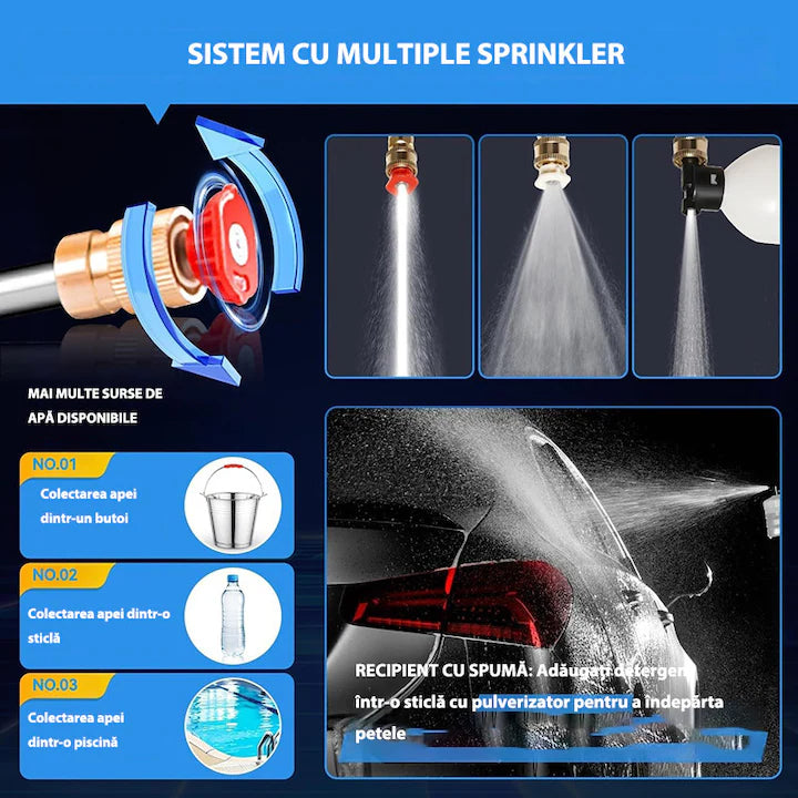 Pistol de Spalat cu Presiune pe Acumulator, 2 Baterii, Valiza Transport