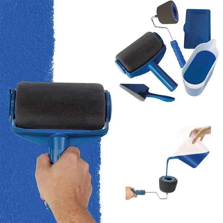 Set Trafalet cu Rezervor pentru Vopsit Paint Roller, Rolă Mare + Rolă Mică pentru Colțuri, Tavă și Accesorii