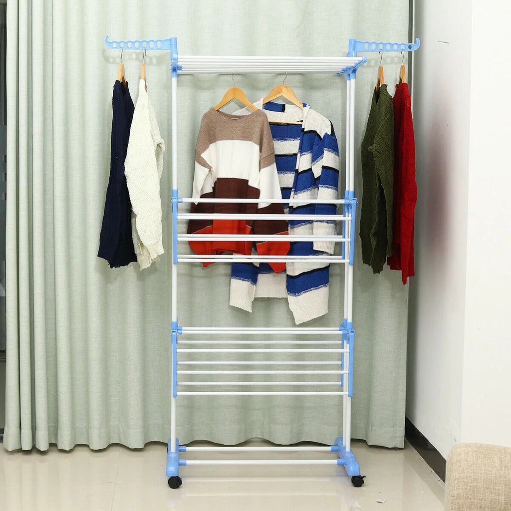 Uscator vertical, mobil si pliabil pentru rufe cu suport umerase, 3 niveluri, inaltime 173cm