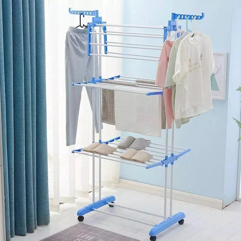 Uscator vertical, mobil si pliabil pentru rufe cu suport umerase, 3 niveluri, inaltime 173cm