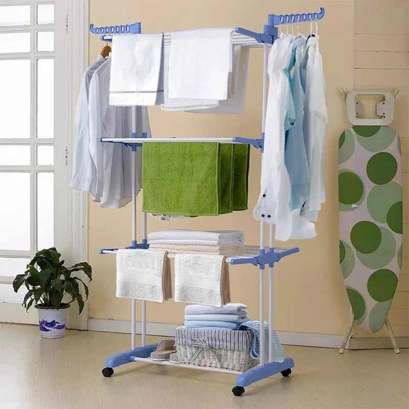 Uscator vertical, mobil si pliabil pentru rufe cu suport umerase, 3 niveluri, inaltime 173cm